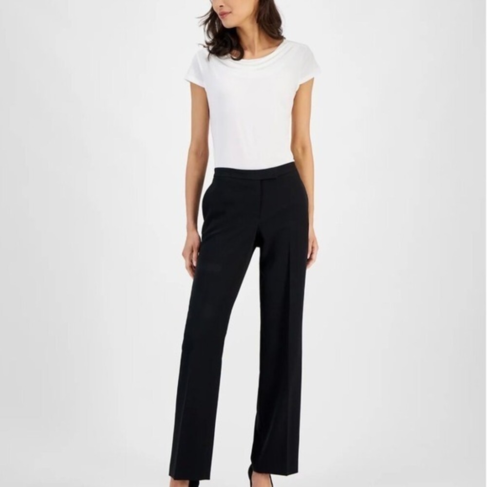 Kasper Separates Black Tonal Stripe‎ Wide Leg Dress Pants Size 8 NWT